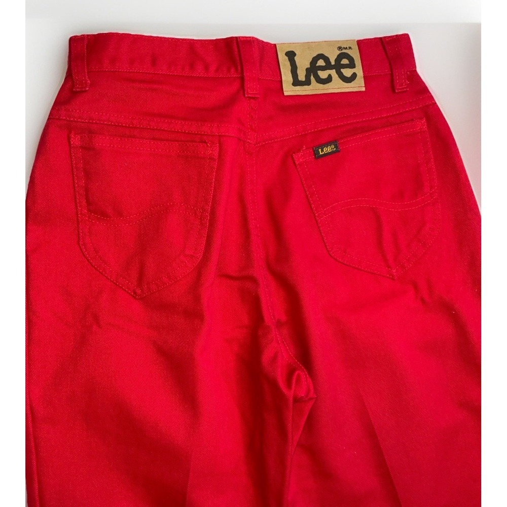 Vtg Lee Jeans Red Size 26x28 High Waist Straight Preppy Chic Western Retro Glam